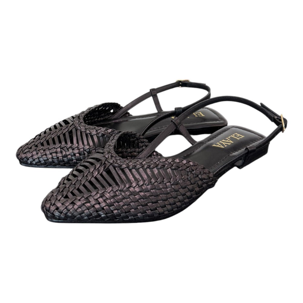 Slingback intrecciata pelle nera Elaya 