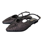 Slingback intrecciata pelle nera Elaya 