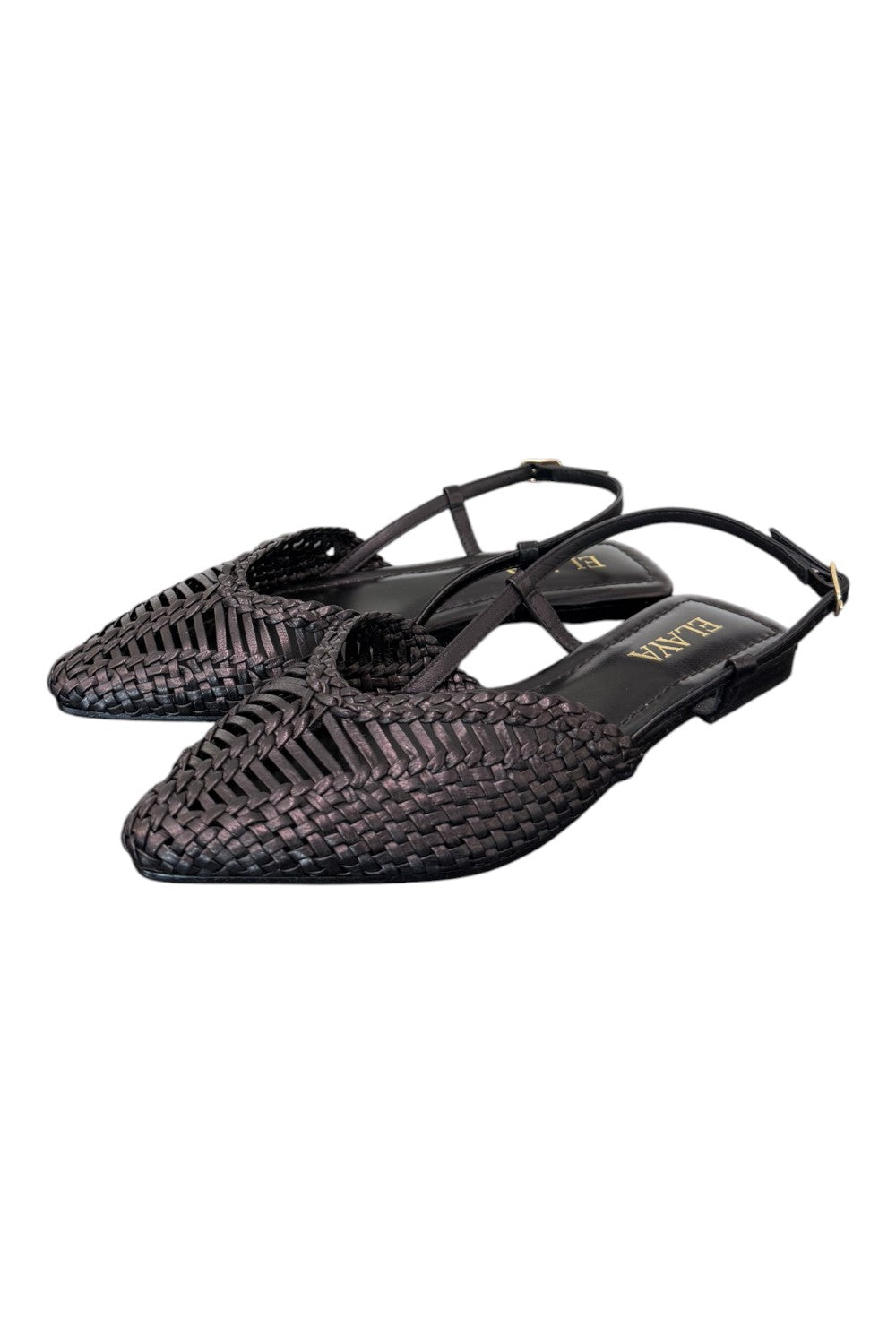 Slingback intrecciata pelle nera Elaya 