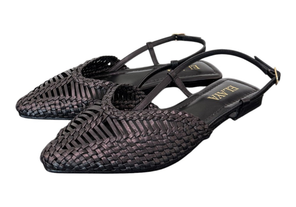 Slingback intrecciata pelle nera Elaya 