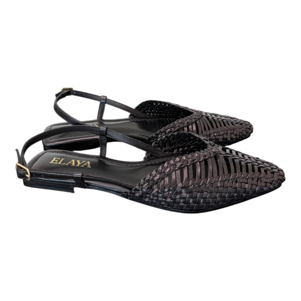 Slingback intrecciata pelle nera Elaya 