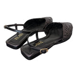 Slingback intrecciata pelle nera Elaya 