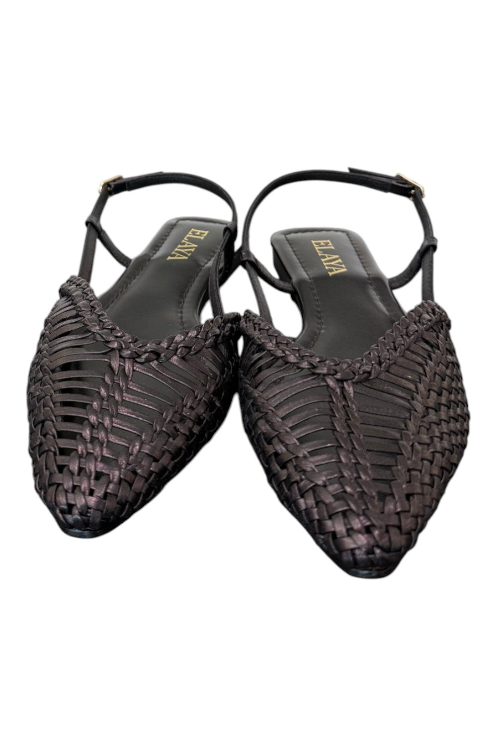 Slingback intrecciata pelle nera Elaya 