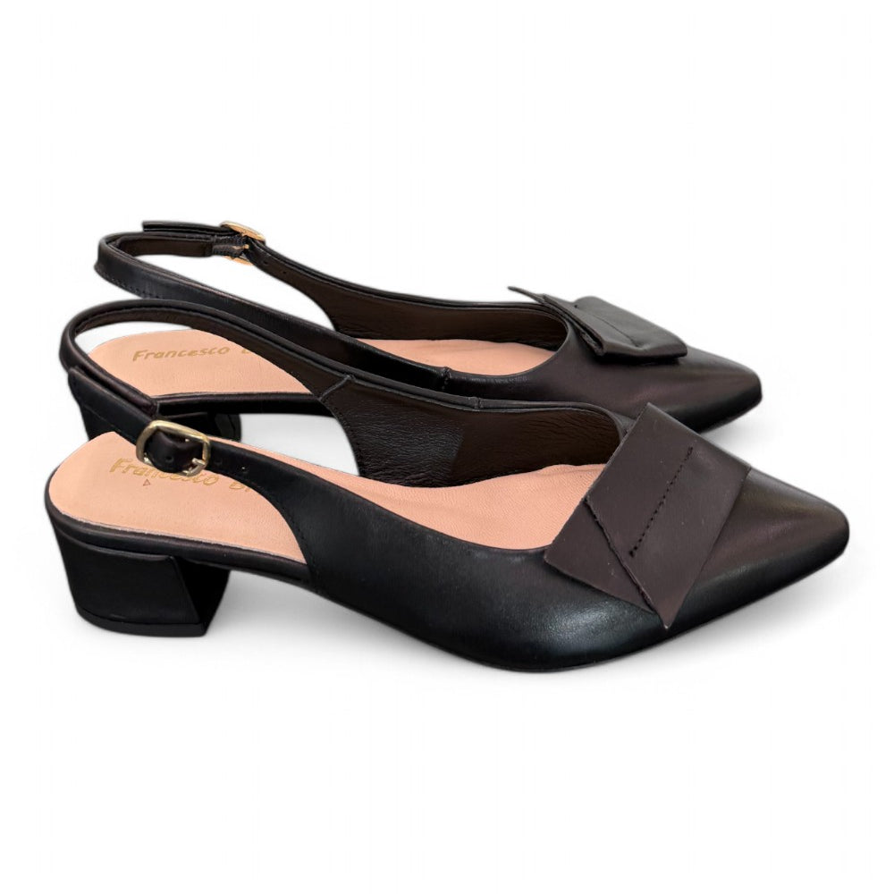 Slingback pelle nera Francesco B 