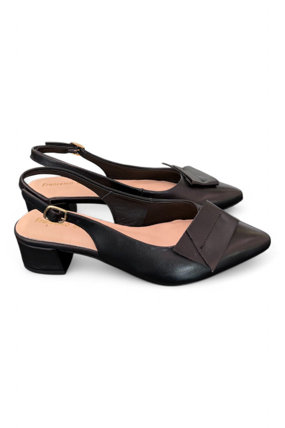 Slingback pelle nera Francesco B 