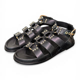 Sandalo gladiatore pelle nera Inuovo<BR/> 