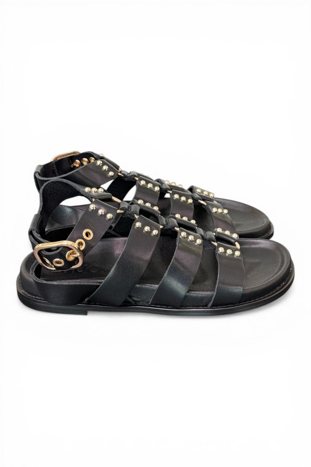 Sandalo gladiatore pelle nera Inuovo<BR/> 