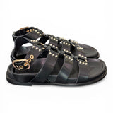Sandalo gladiatore pelle nera Inuovo<BR/> 