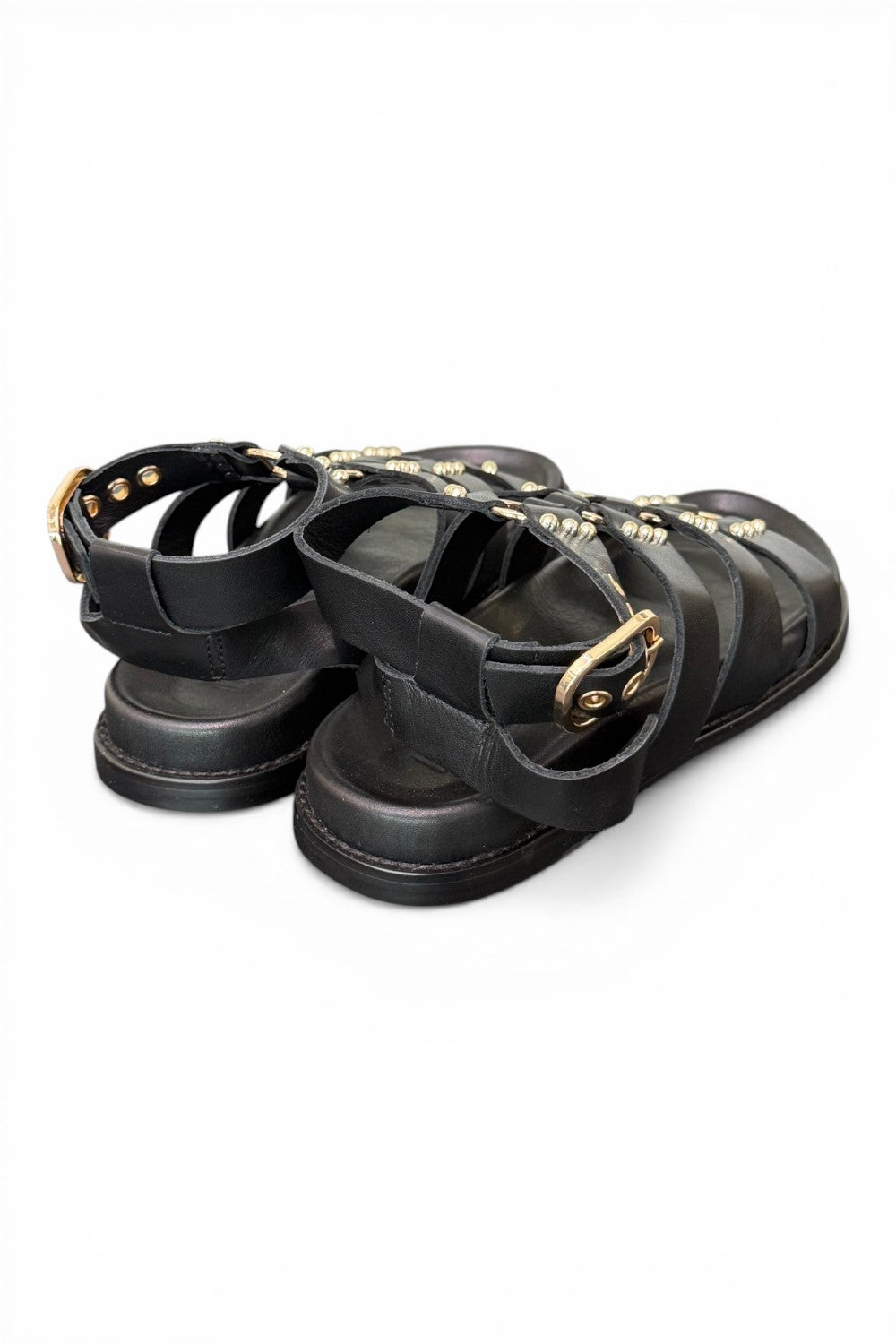 Sandalo gladiatore pelle nera Inuovo<BR/> 