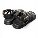 Sandalo gladiatore pelle nera Inuovo<BR/> 