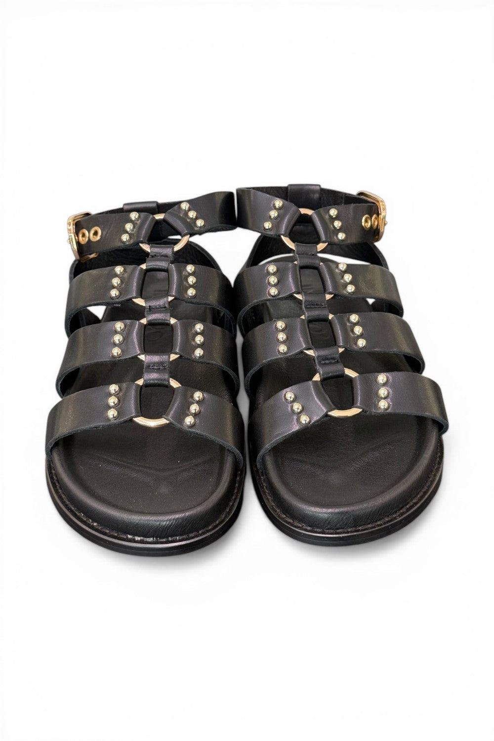 Sandalo gladiatore pelle nera Inuovo<BR/> 