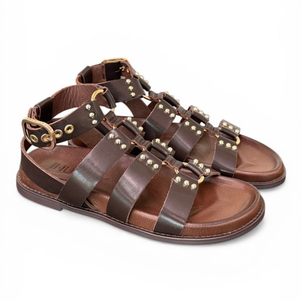Sandalo gladiatore pelle testa di moro  Inuovo<BR/> 