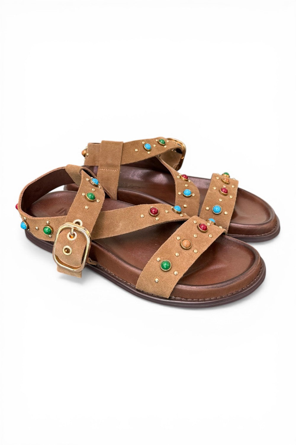Sandalo perline suede sigaro Inuovo<BR/> 