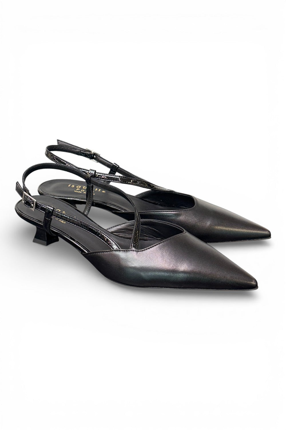 Slingback cintino pelle nera Isabelle Paris 