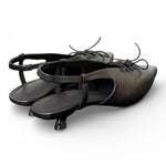 Slingback pelle nera con lacci  JVAM<BR/> 