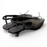 Slingback pelle nera con lacci  JVAM<BR/> 