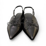 Slingback pelle nera con lacci  JVAM<BR/> 