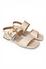 Two-strap sandal with buckle in latte leather by Lorenzo Mari