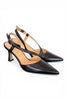 Matteo Pitti Black Leather Crossover Slingback