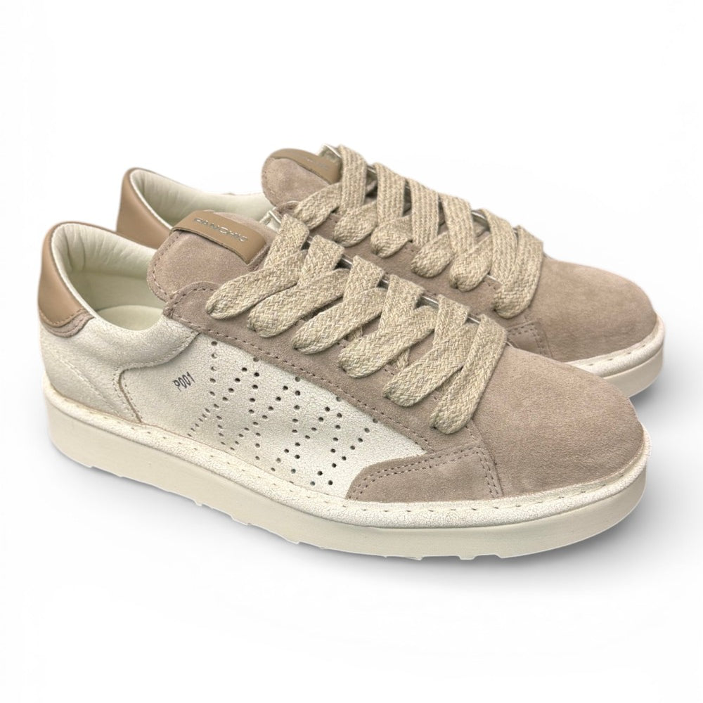 Allacciato uomo Panchic P01 pelle e camoscio bianco beige 