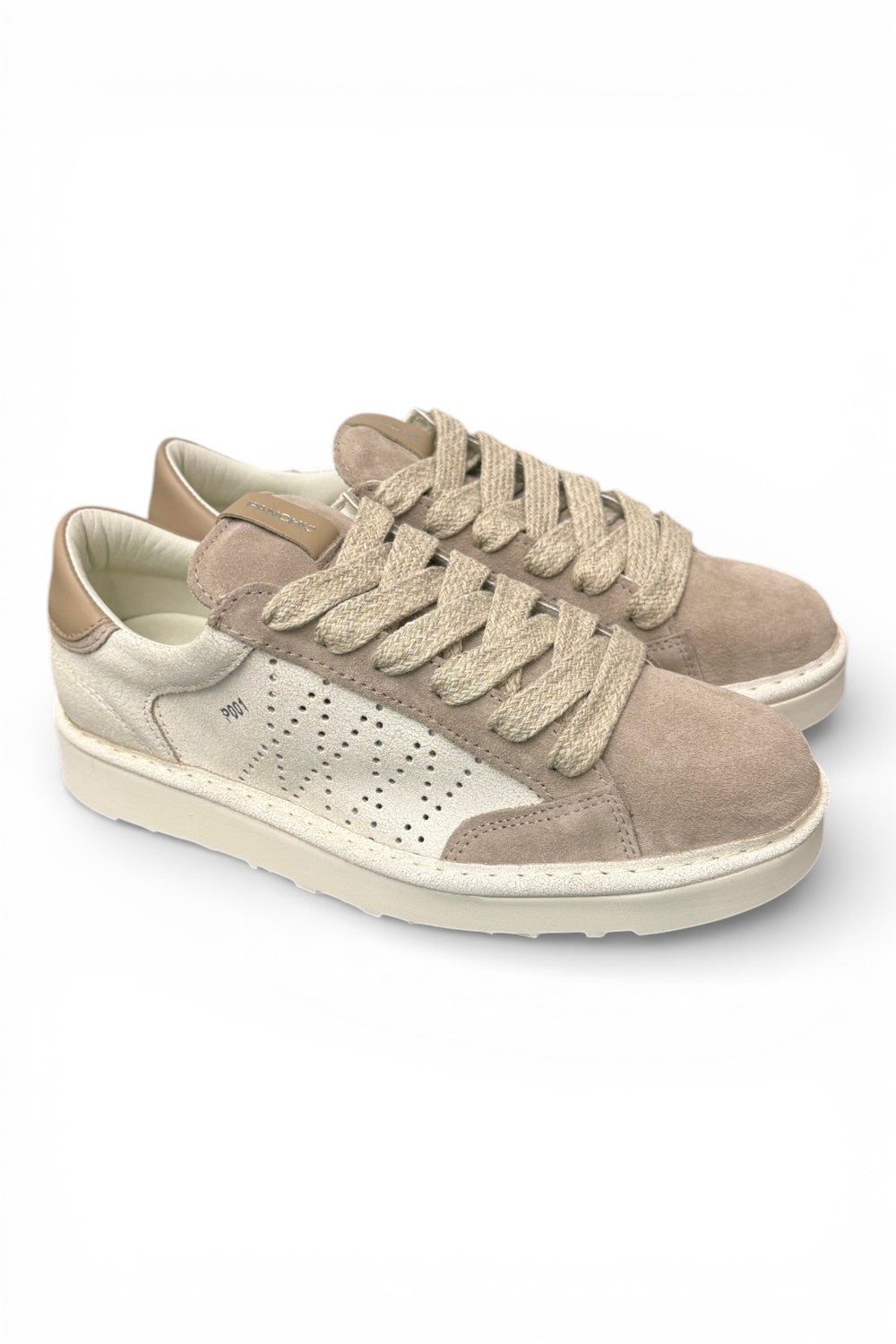 Allacciato uomo Panchic P01 pelle e camoscio bianco beige 