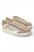 Panchic P01 men's lace-up in white and beige leather and suede