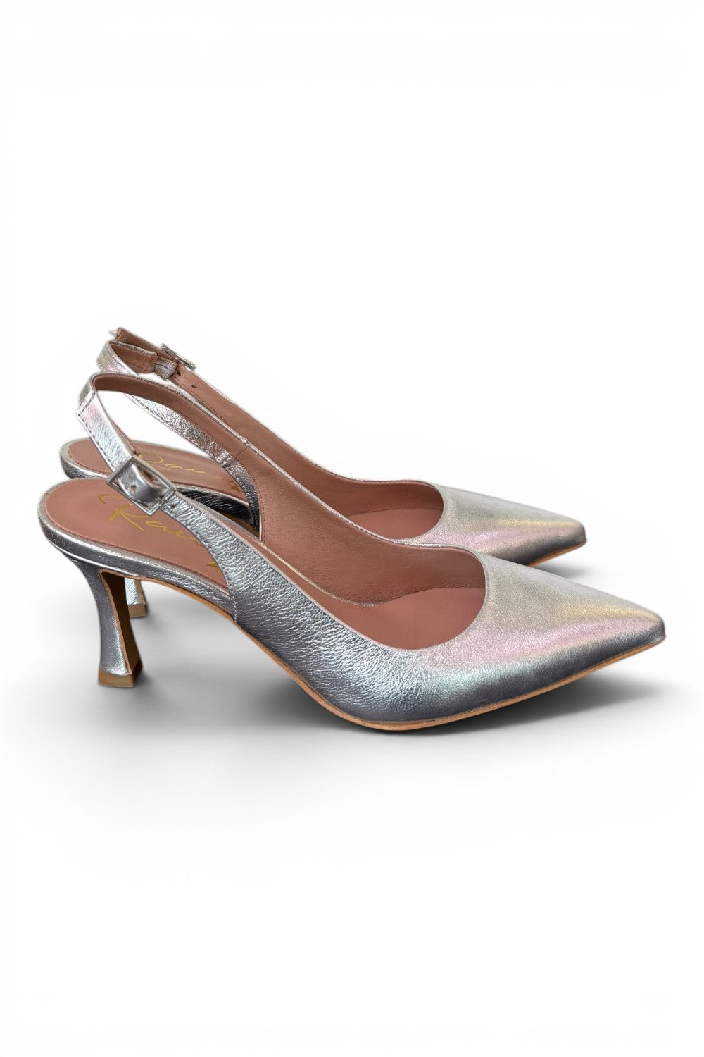 Slingback pelle argento tacco 70 Ranye 