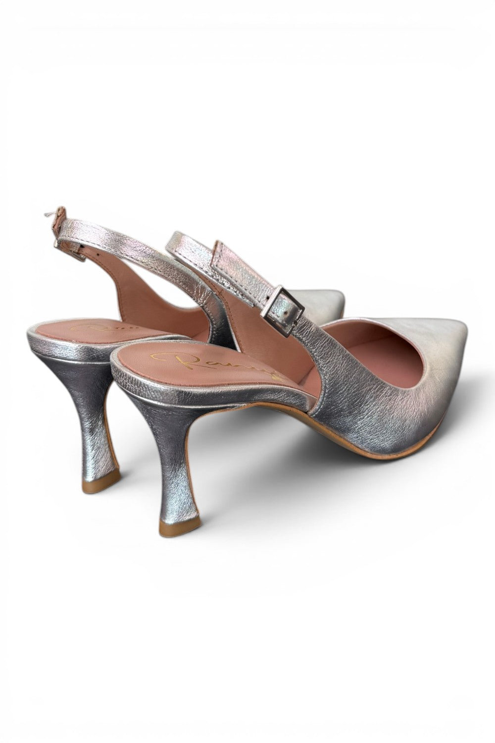 Slingback pelle argento tacco 70 Ranye 