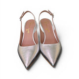 Slingback pelle argento tacco 70 Ranye 