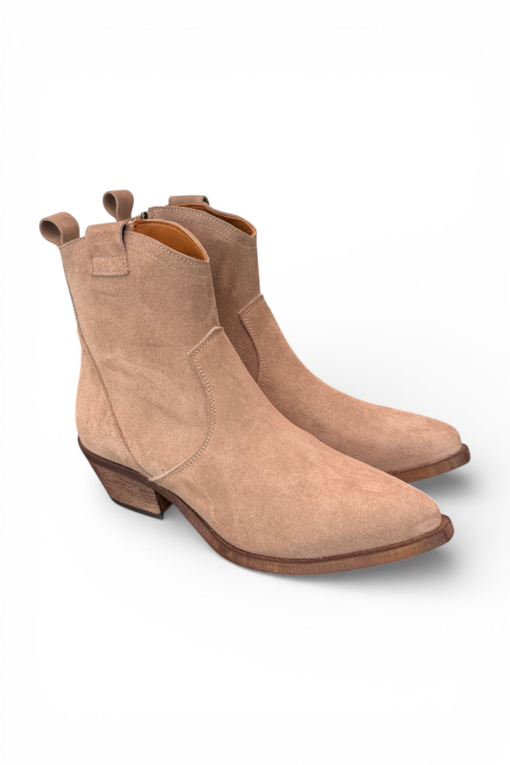 Stivaletto texano corto suede beige Ranye<BR/> 