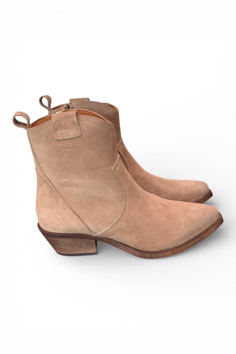Stivaletto texano corto suede beige Ranye<BR/> 