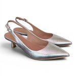 Slingback pelle argento tacco 50 Ranye 