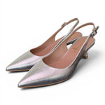 Slingback pelle argento tacco 50 Ranye 