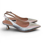 Slingback pelle argento tacco 50 Ranye 