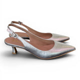 Slingback pelle argento tacco 50 Ranye 