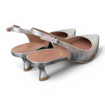 Slingback pelle argento tacco 50 Ranye 