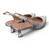Slingback pelle argento tacco 50 Ranye 
