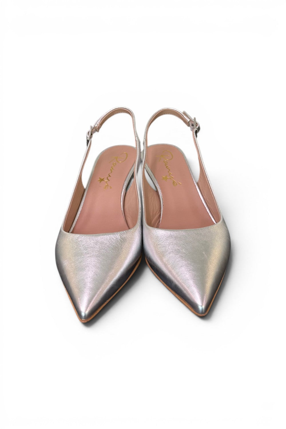 Slingback pelle argento tacco 50 Ranye 