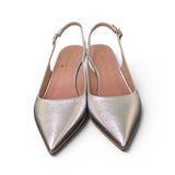 Slingback pelle argento tacco 50 Ranye 