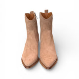 Stivaletto texano corto con tacco suede beige Ranye<BR/> 