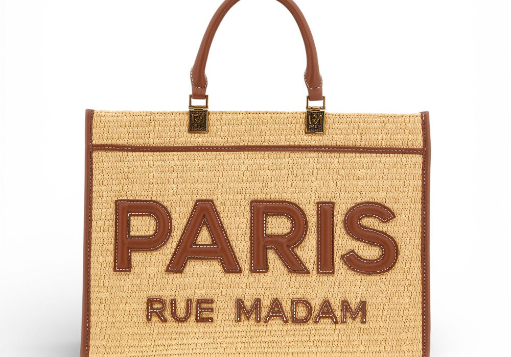 Shopping Iconique Tote Straw beige brown rafia Rue Madam 