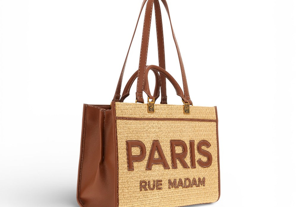 Shopping Iconique Tote Straw beige brown rafia Rue Madam 
