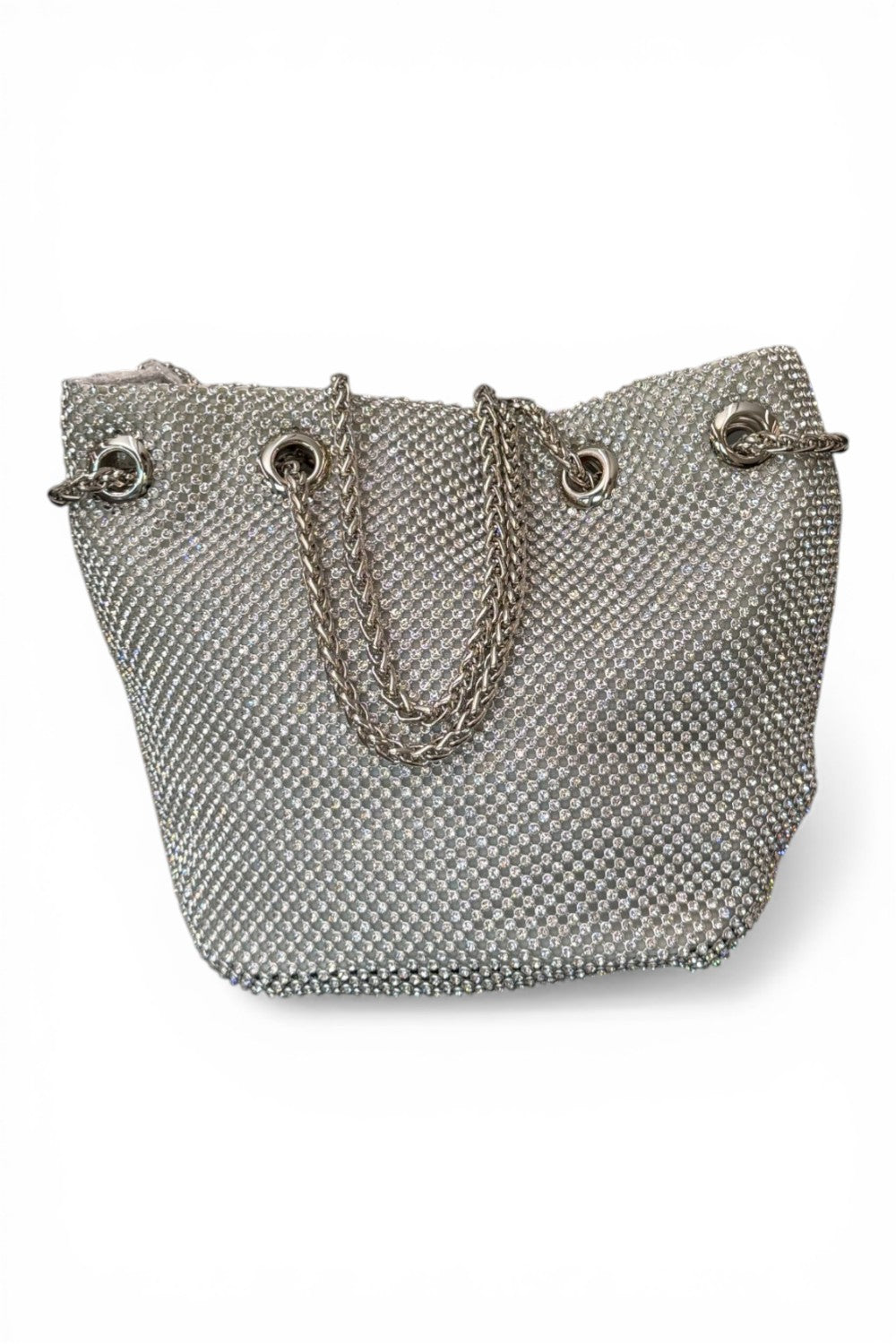 Pochette secchiello strass Scarlet argento 