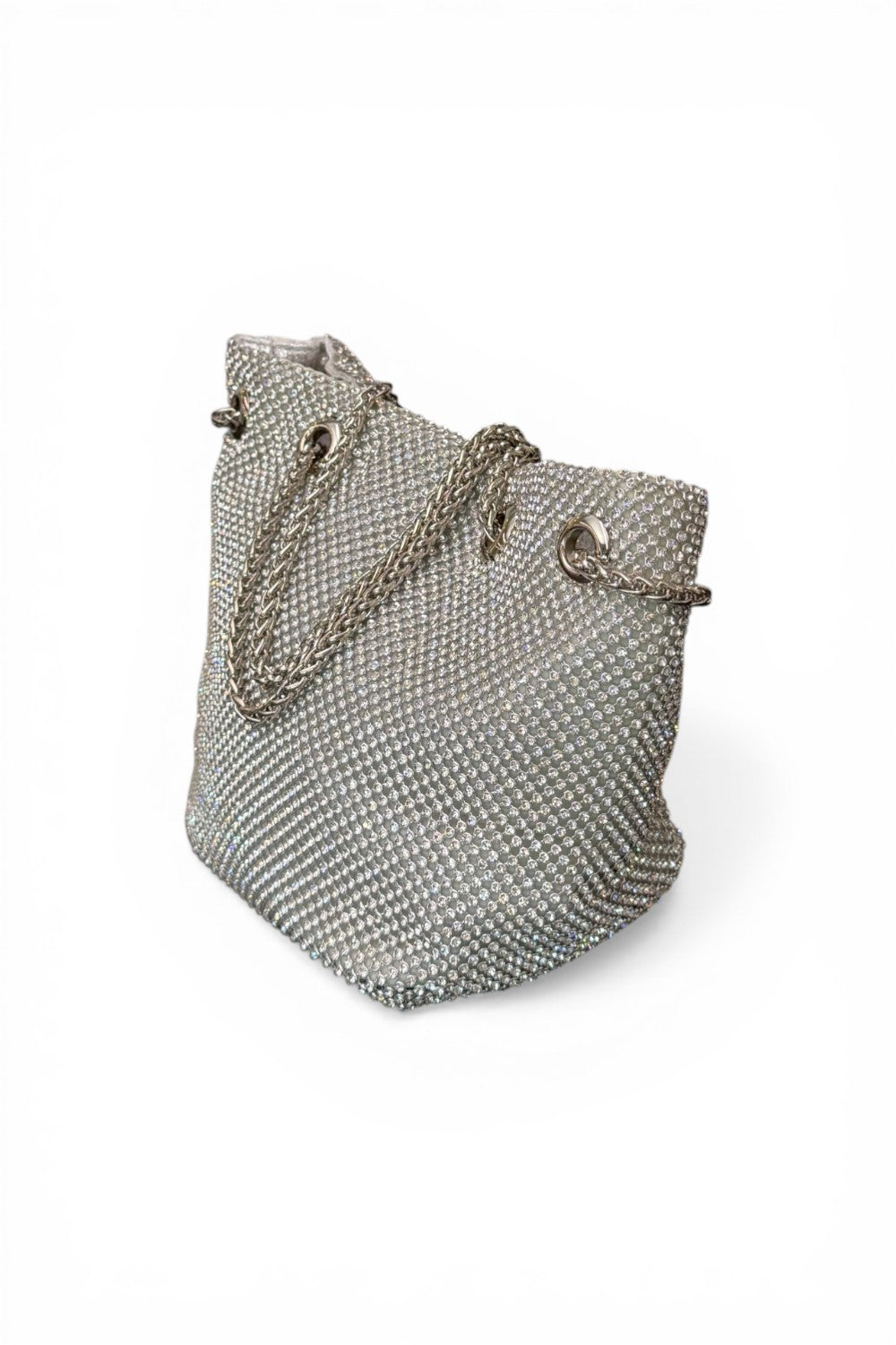 Pochette secchiello strass Scarlet argento 