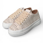 Sneaker donna pelle forata bianca Stokton<BR/> 