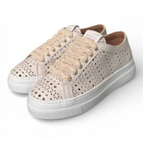 Sneaker donna pelle forata bianca Stokton<BR/> 