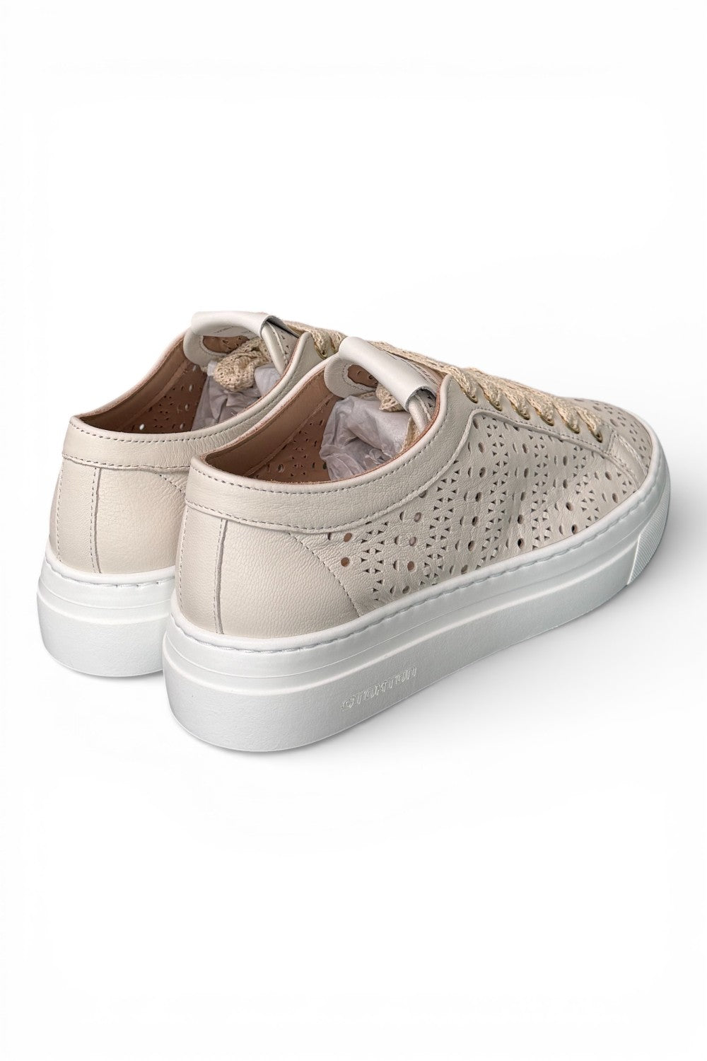 Sneaker donna pelle forata bianca Stokton<BR/> 