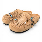 Sabot con frangia e perline Taji by Lagoa suede sabbia 
