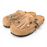 Sabot con frangia e perline Taji by Lagoa suede sabbia 