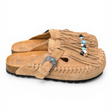 Sabot con frangia e perline Taji by Lagoa suede sabbia 